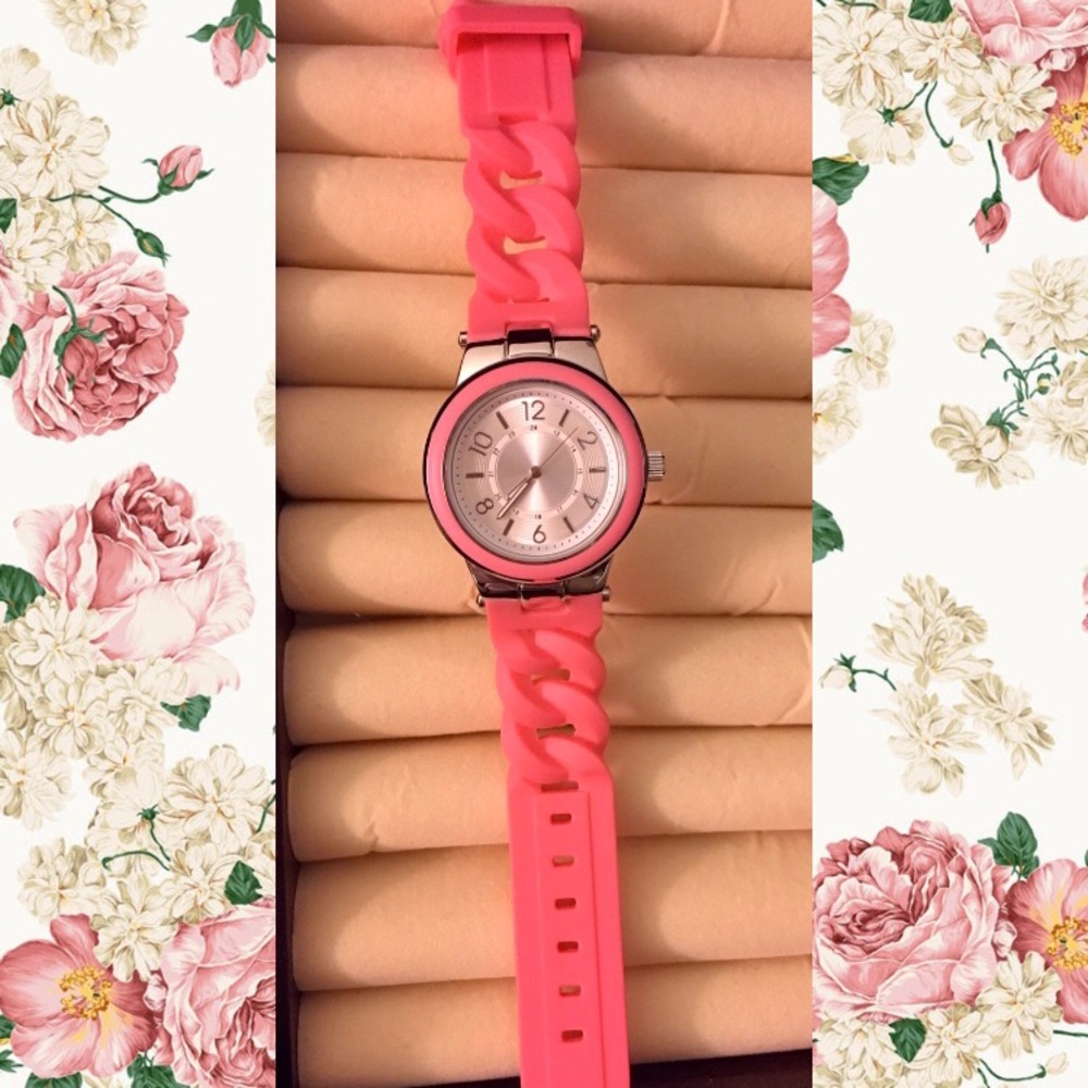 Neon Pink Soft Rubber Fashion Watch